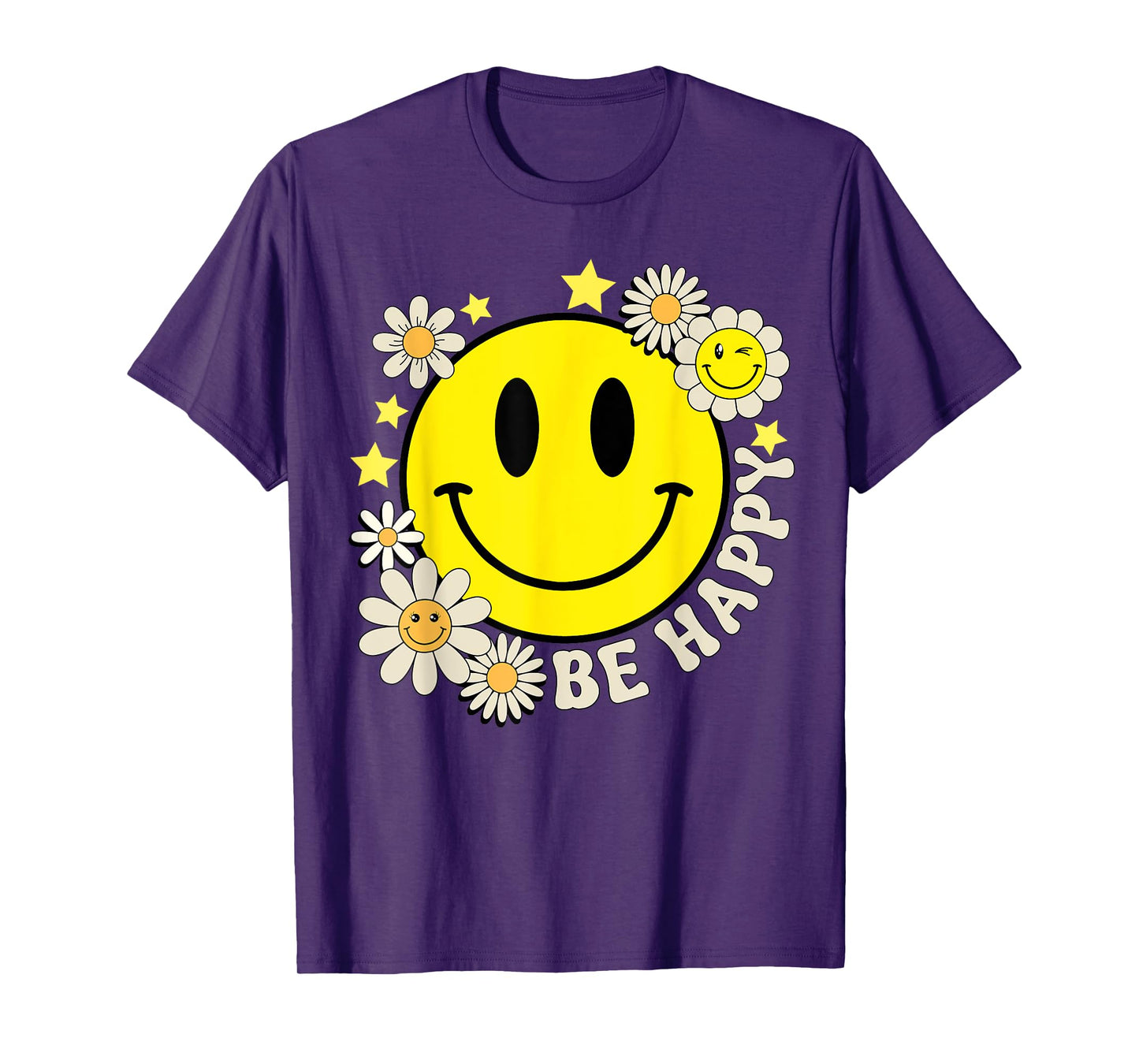 Cute Smile Face Flower Happy Face Flowers Heart Kids Girls T-Shirt