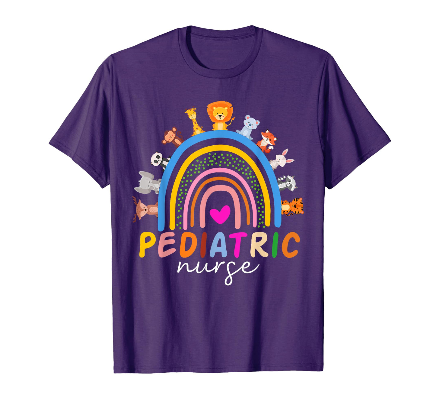 Pediatric Nurse PEDS RN Pediatrician Animals Rainbow Nursing T-Shirt