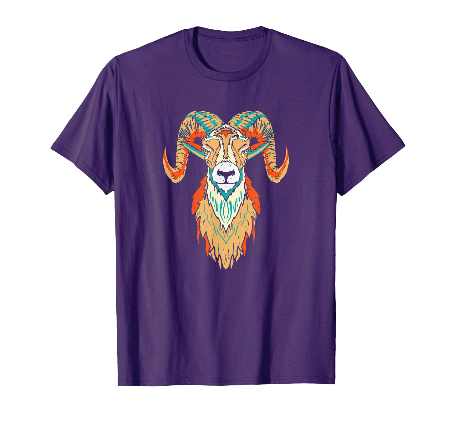 Artistic Big Horn Sheep Ram Head 80s Vibe Sketch Graphic T-Shirt