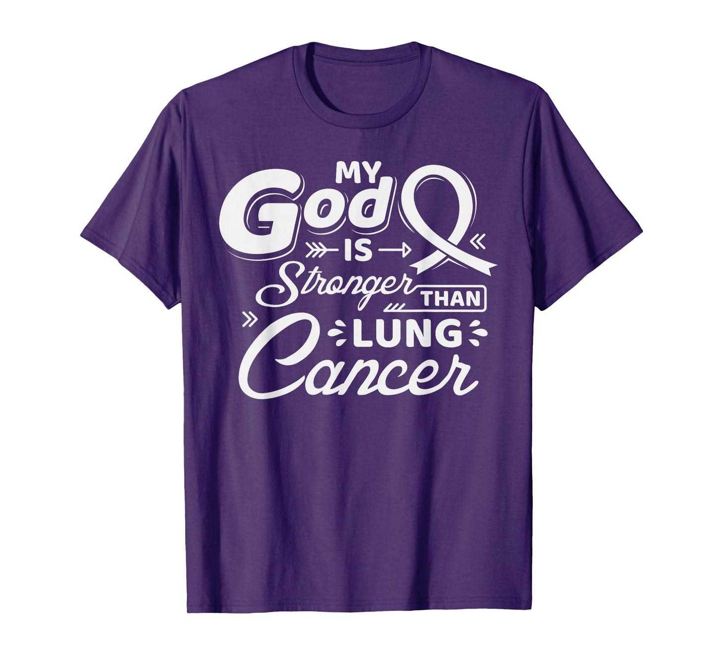 God is Stronger Lung Cancer Month Awareness White Ribbon T-Shirt
