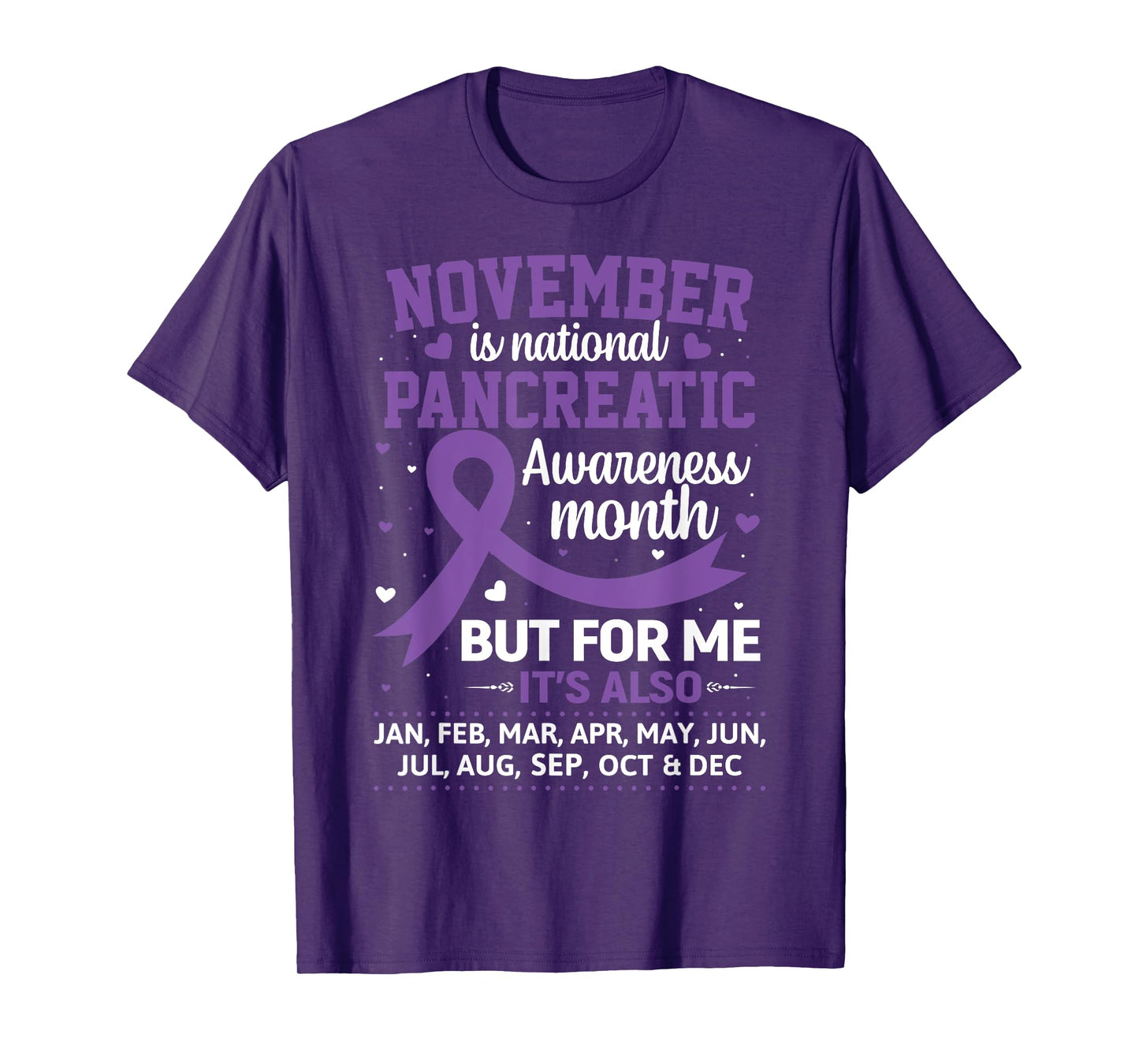 November is Pancreatic Cancer Awareness Purple Ribbon T-Shirt