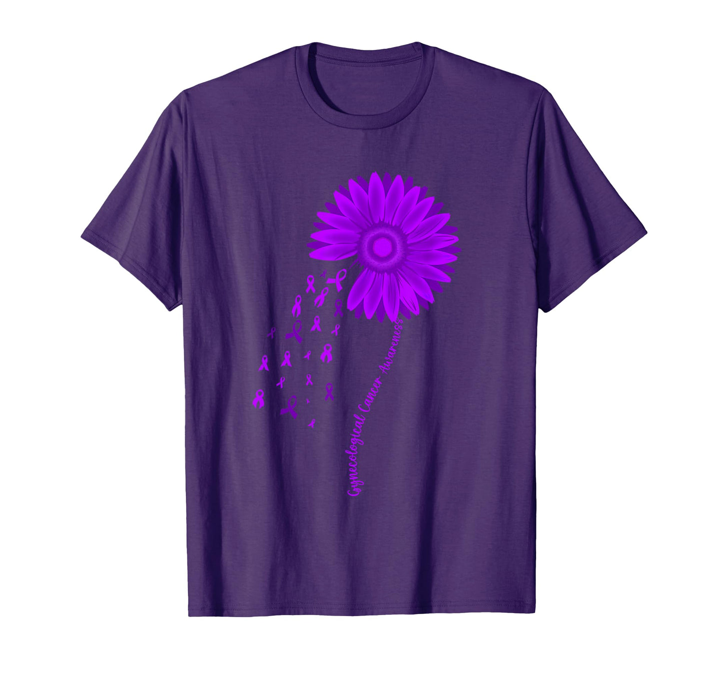 Gynecological Cancer Awareness Month Purple Ribbon Sunflower T-Shirt