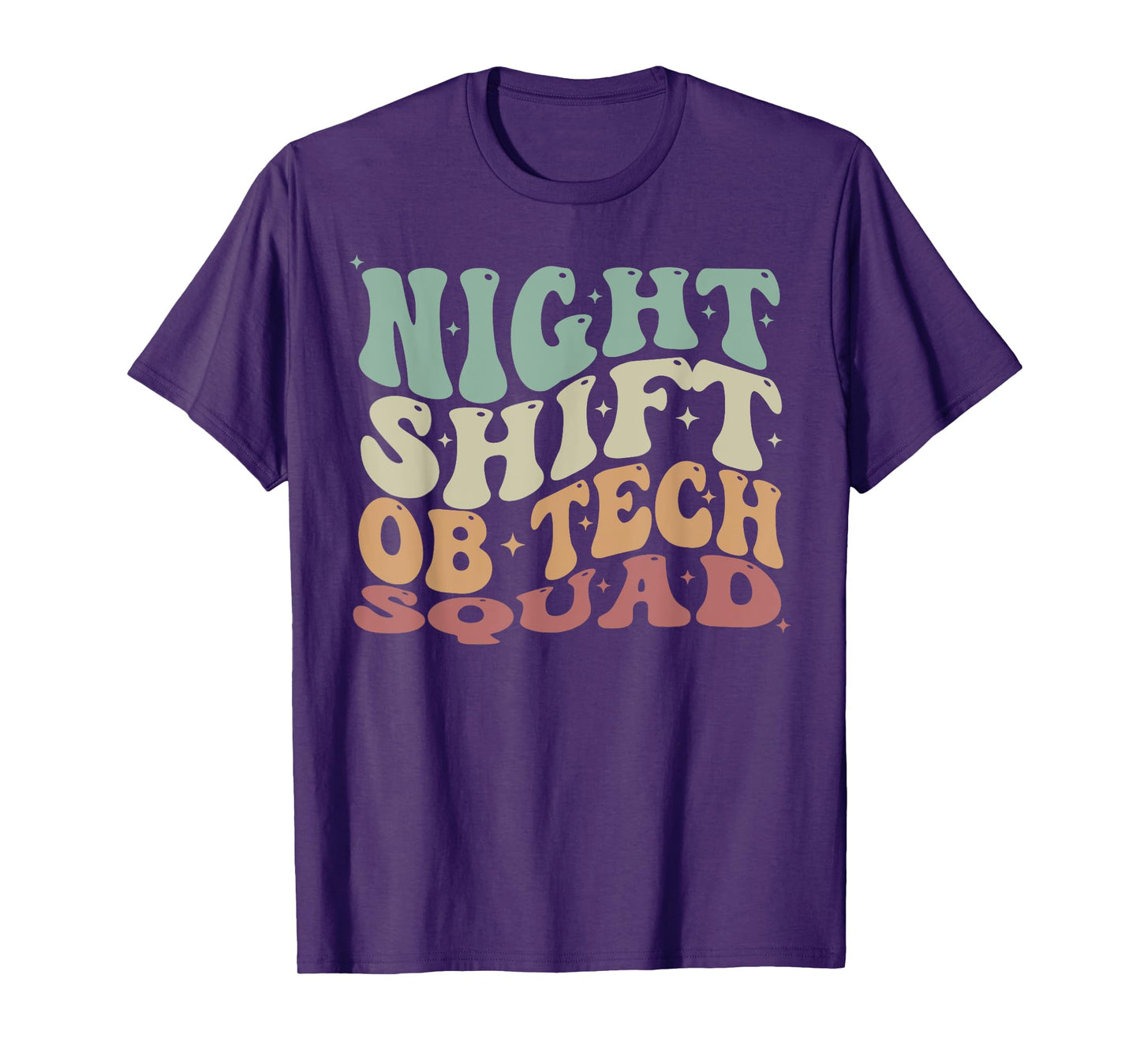 Groovy Night Shift OB Tech Squad Obstetrics Technician T-Shirt