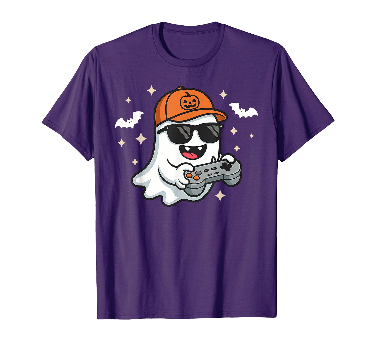 Funny Ghost Playing Video Game Halloween Gaming Boys Men T-Shirt