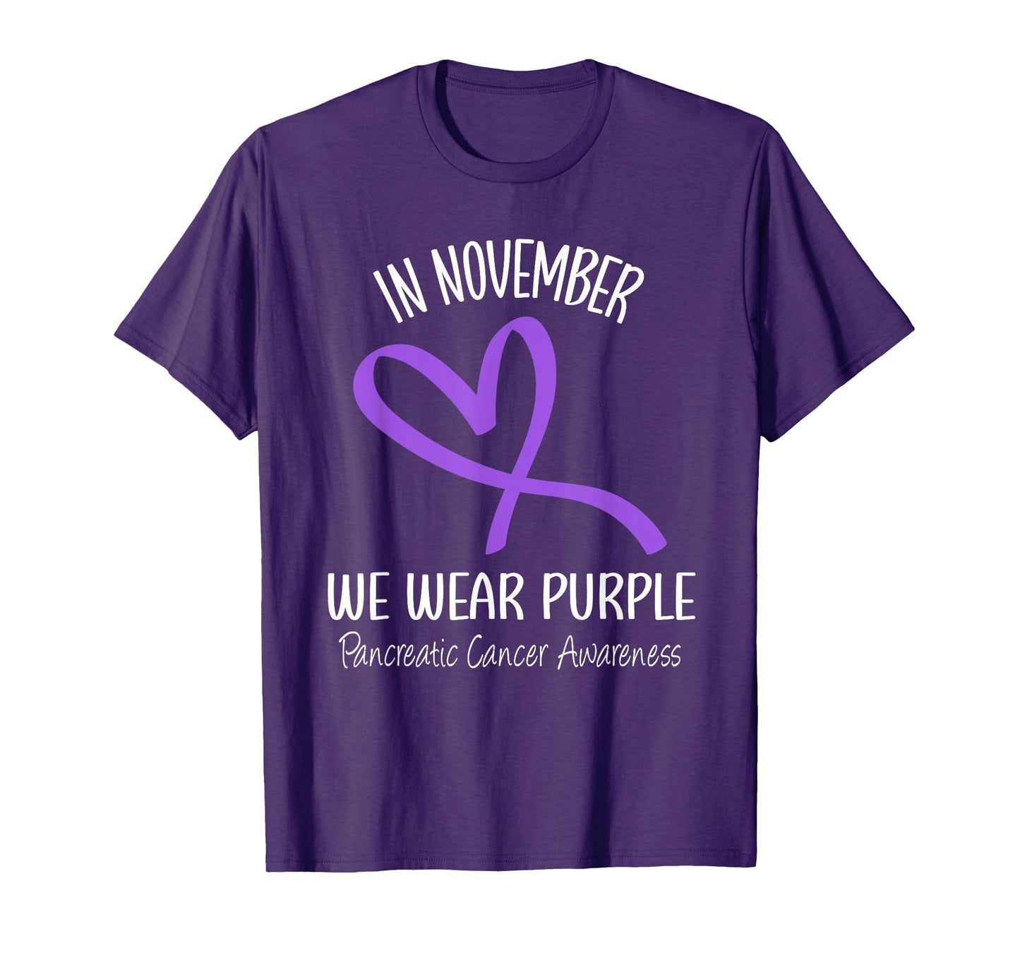 Heart In November We Wear Purple Pancreatic Cancer Awareness T-Shirt