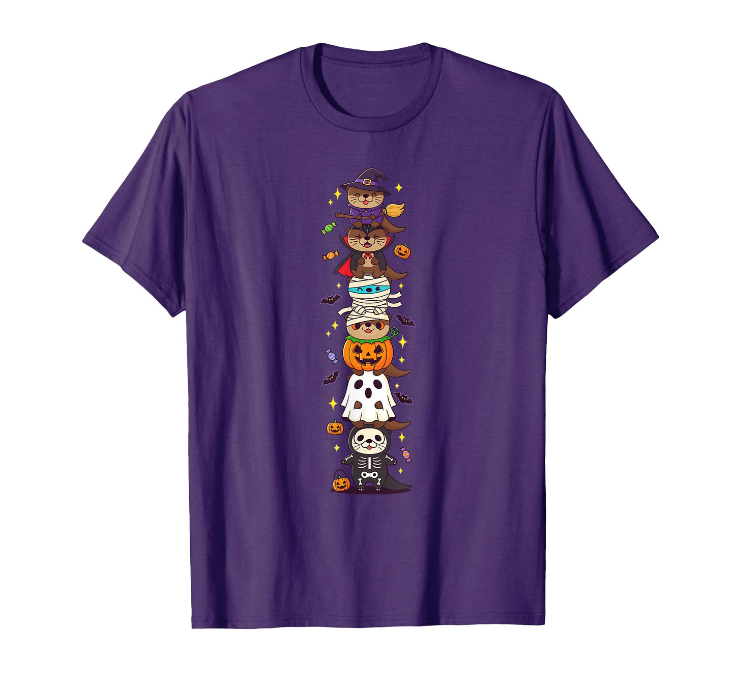 Funny Otter Witch Vampire Ghost Halloween Kids Mens Womens T-Shirt