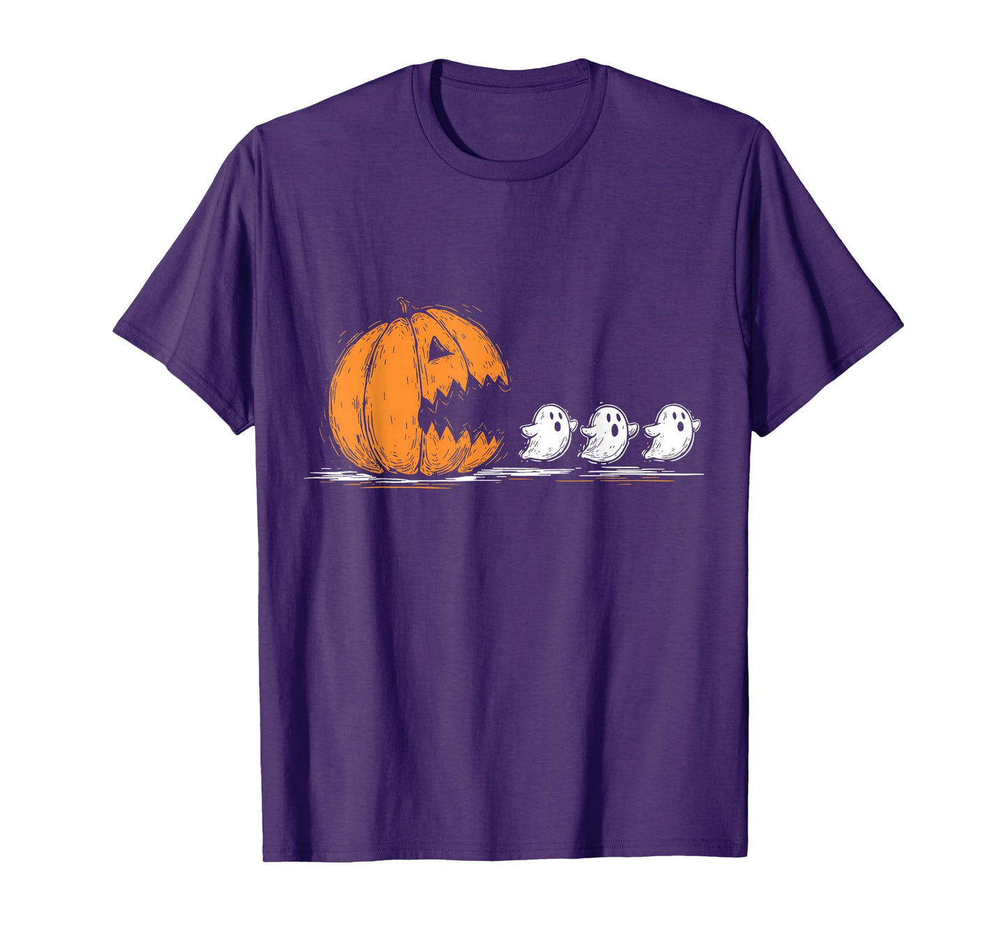 Halloween Funny Gamer Pumpkin Eating Ghost Spooky Men Women T-Shirt