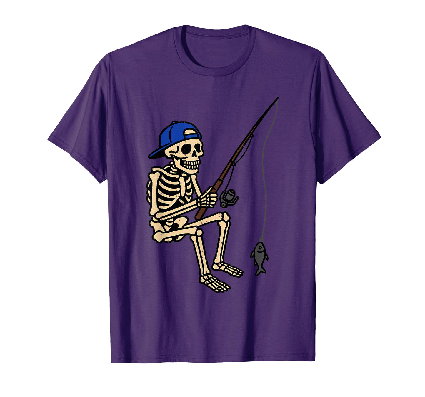 Skeleton Fishing Halloween Costume Spooky Fisherman Anglers T-Shirt
