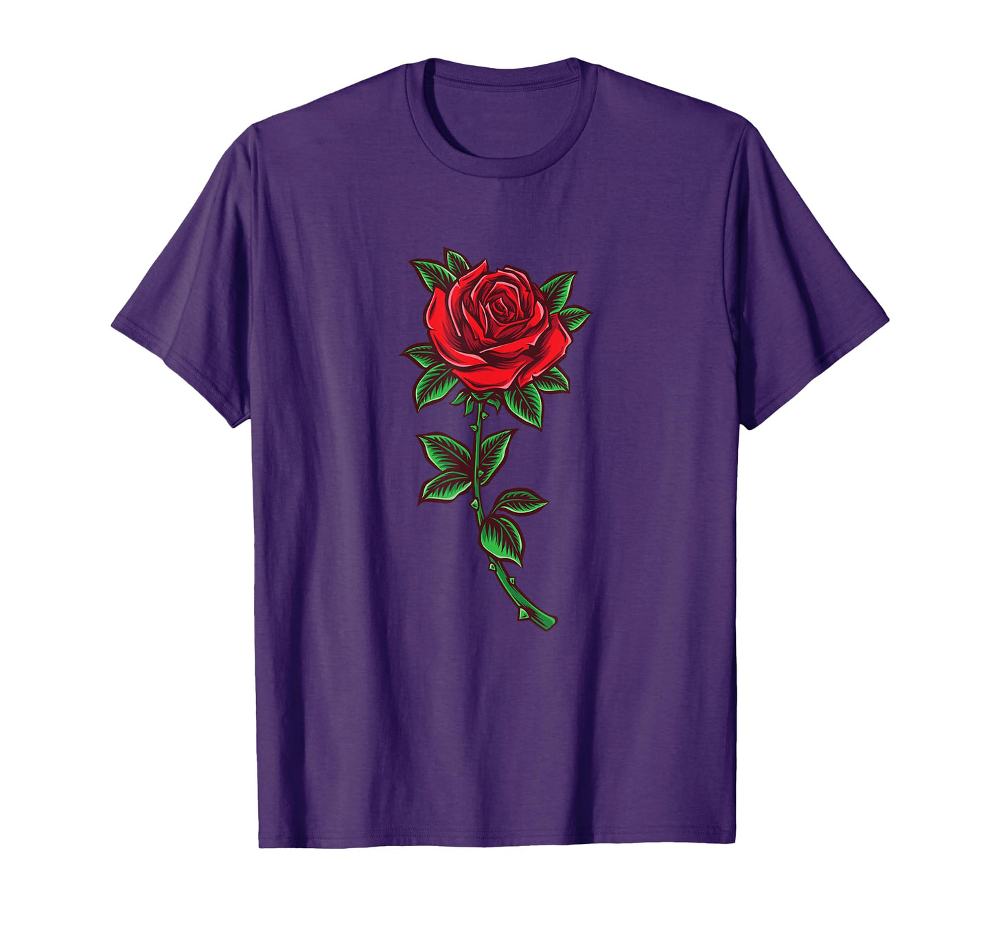 Single Red Rose Flower Romantic Love T-Shirt