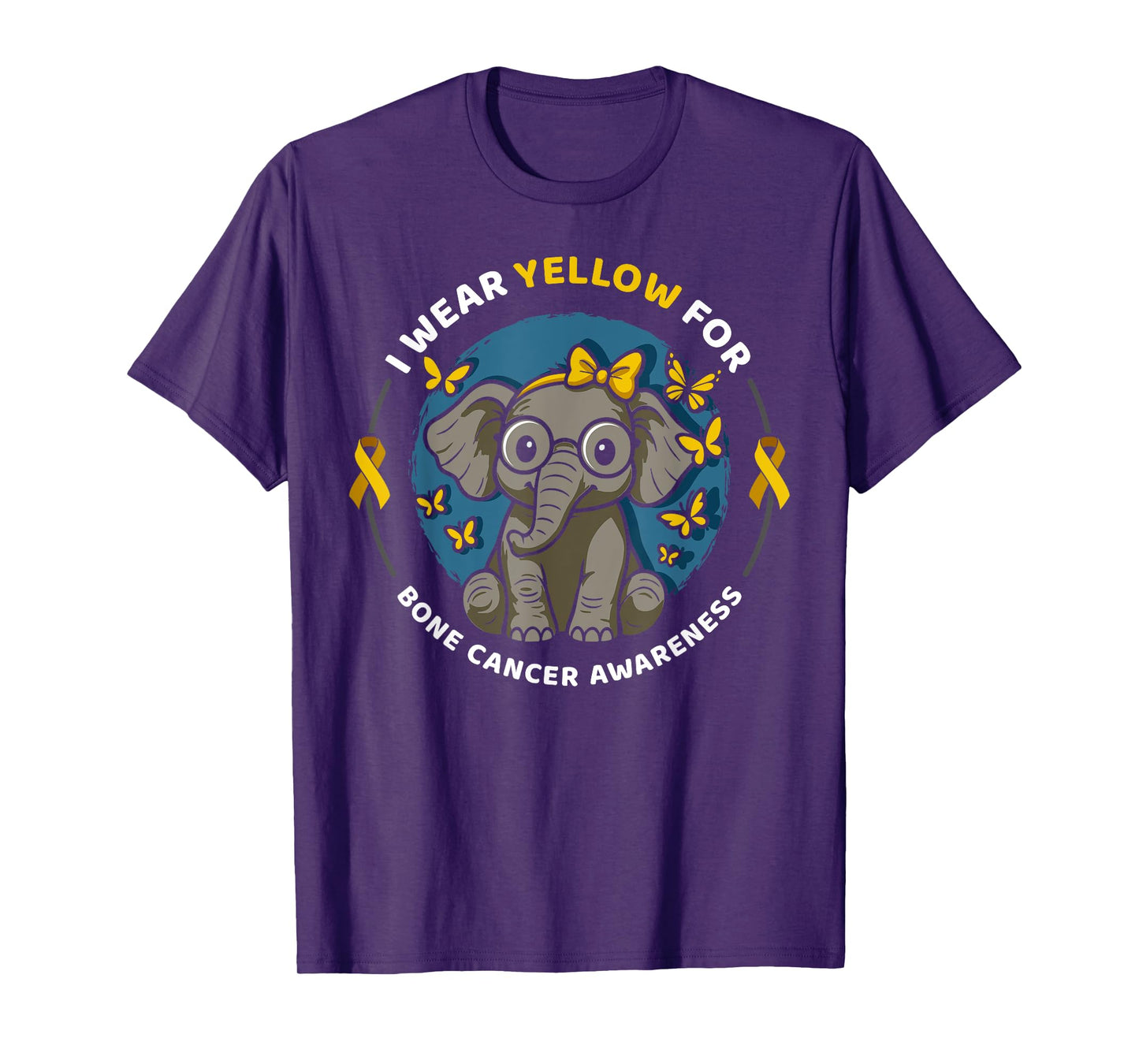 Elephant I Wear Yellow For Sarcoma Bone Cancer Awareness T-Shirt