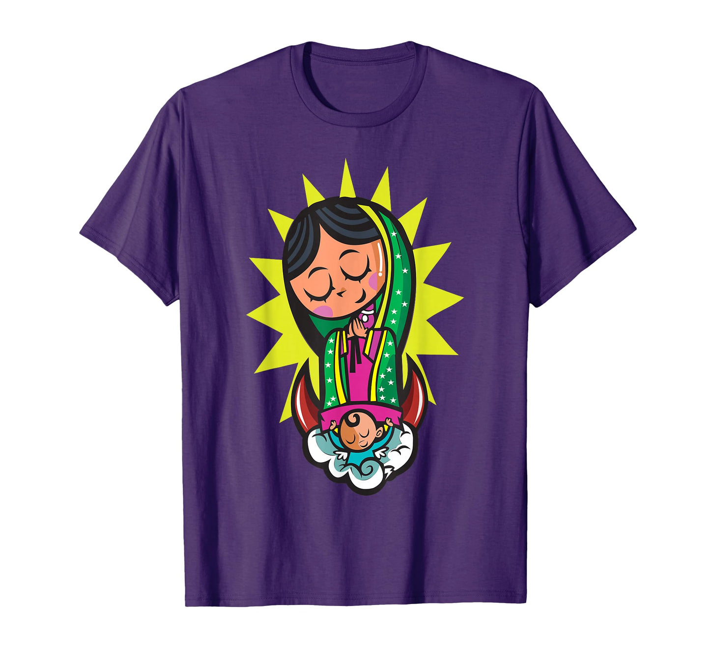 Virgen de Guadalupe Cartoon Cute Chibi Virgin Mary T-Shirt