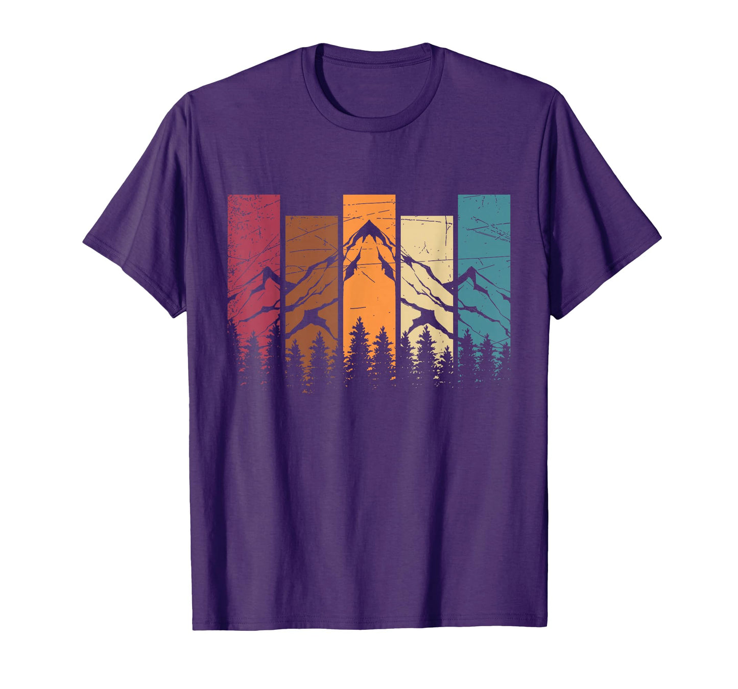 Forest Trees Nature Lovers Hikers Retro Mountains Hiking T-Shirt