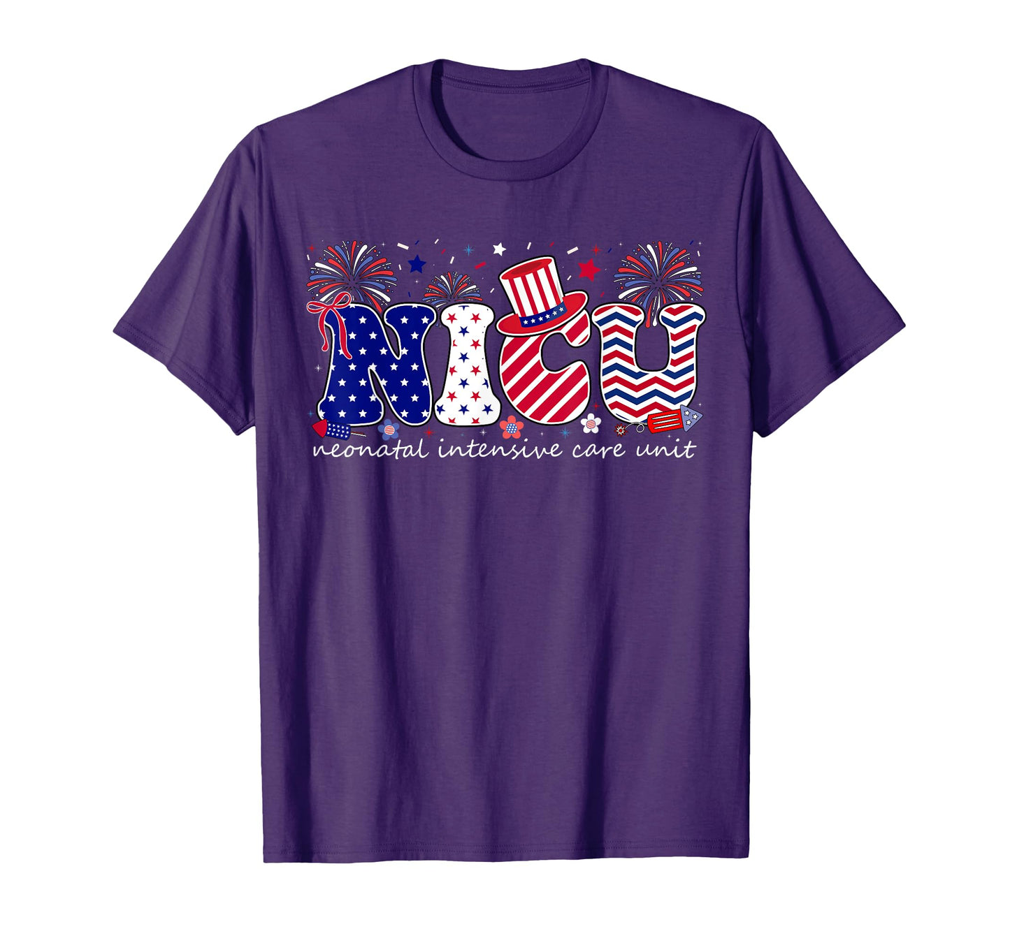 NICU Nurse 4th Of July American Flag Patriotic Nicu Nurse T-Shirt