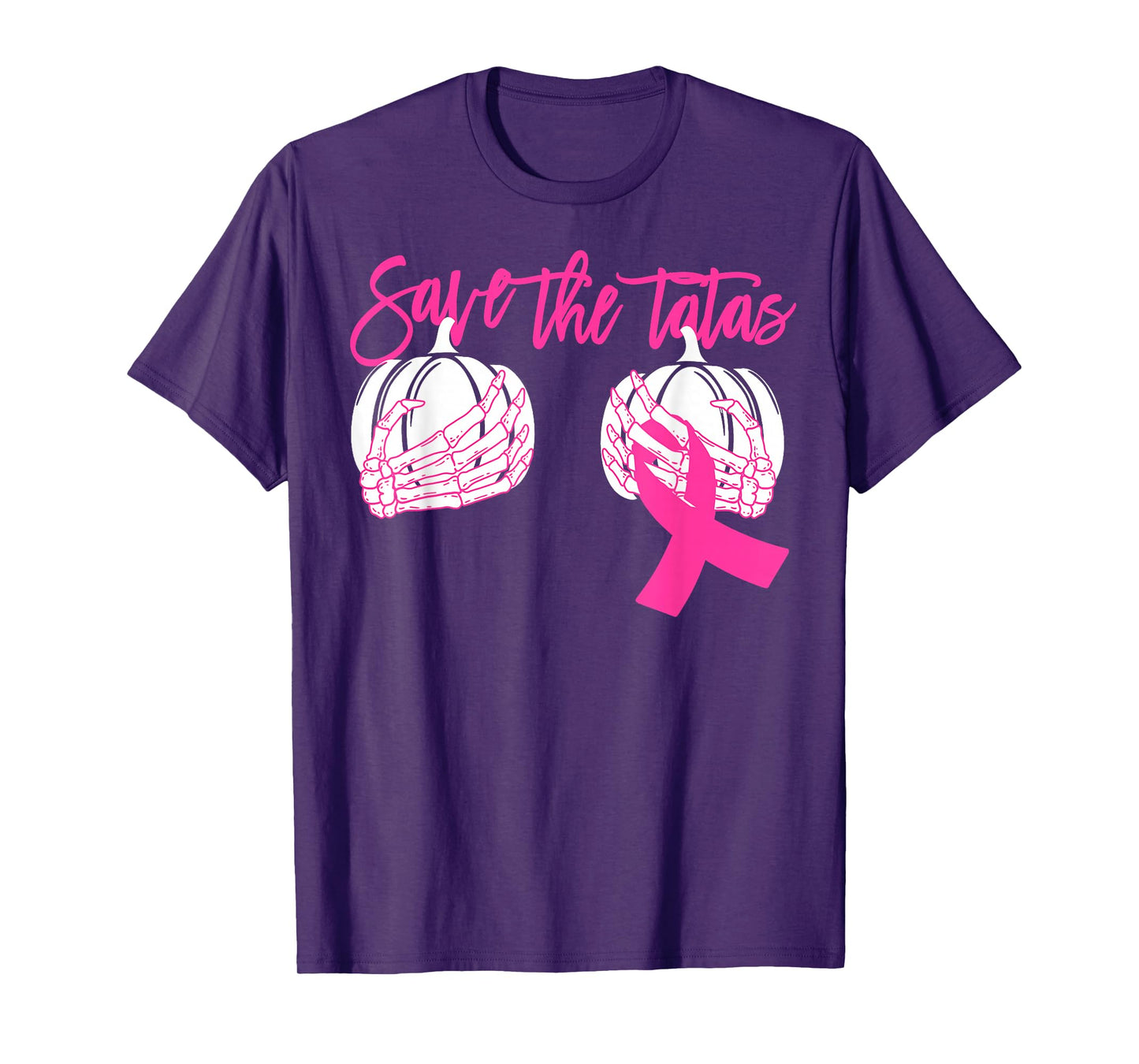 Save The Tatas Pumpkin Women Breast Cancer Awareness T-Shirt