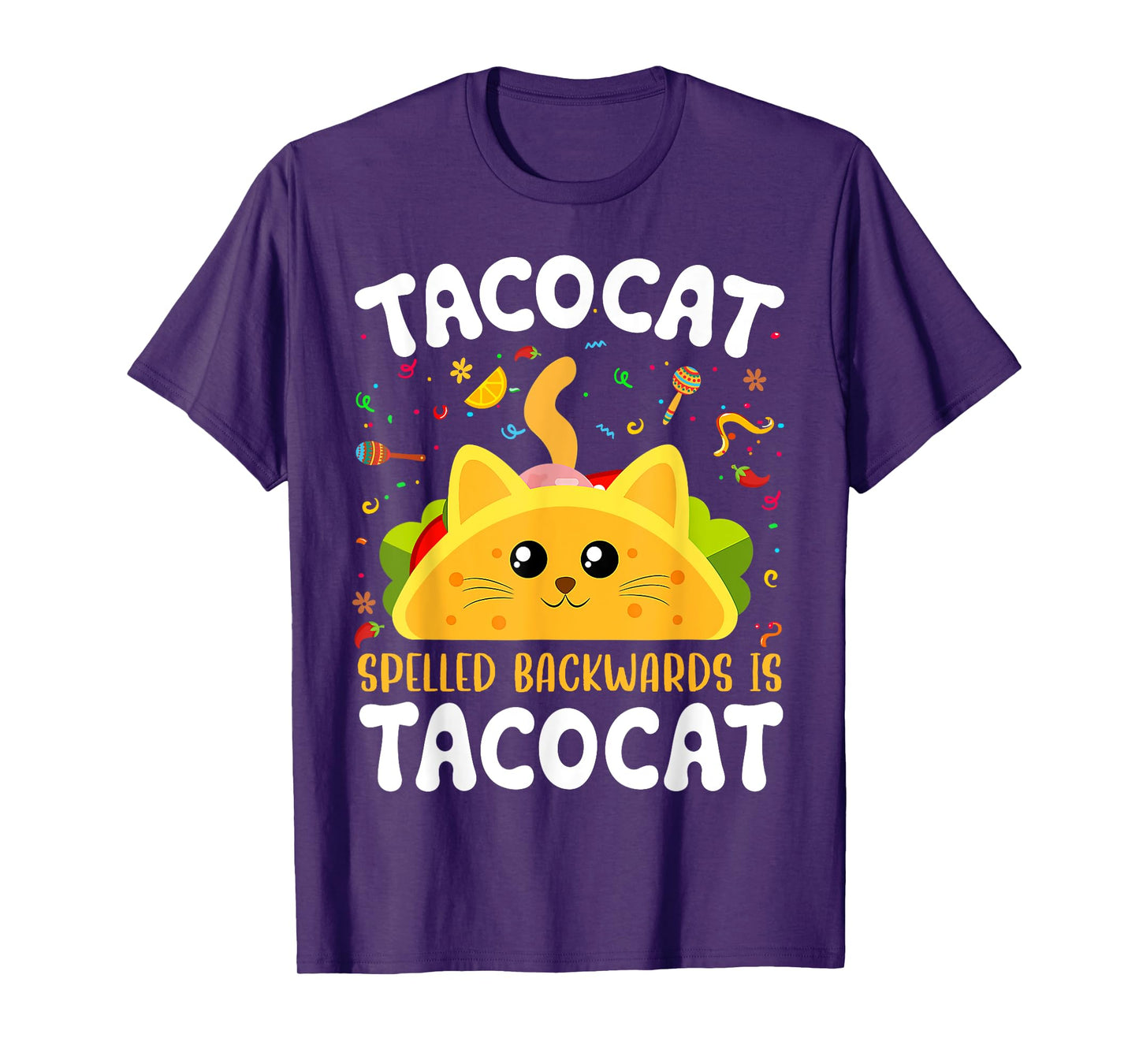 Tacocat Spelled Backward is Tacocat Tacos and Cat Lovers T-Shirt