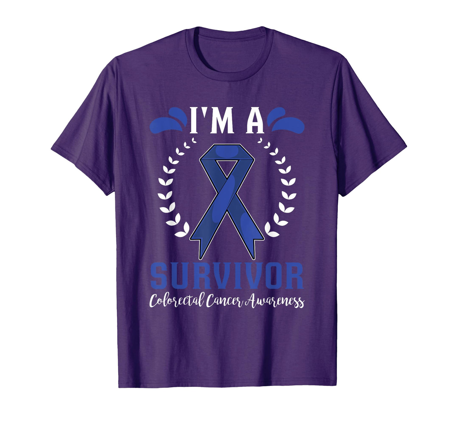 Dark Blue Ribbon Im A Survivor Colorectal Cancer Awareness T-Shirt