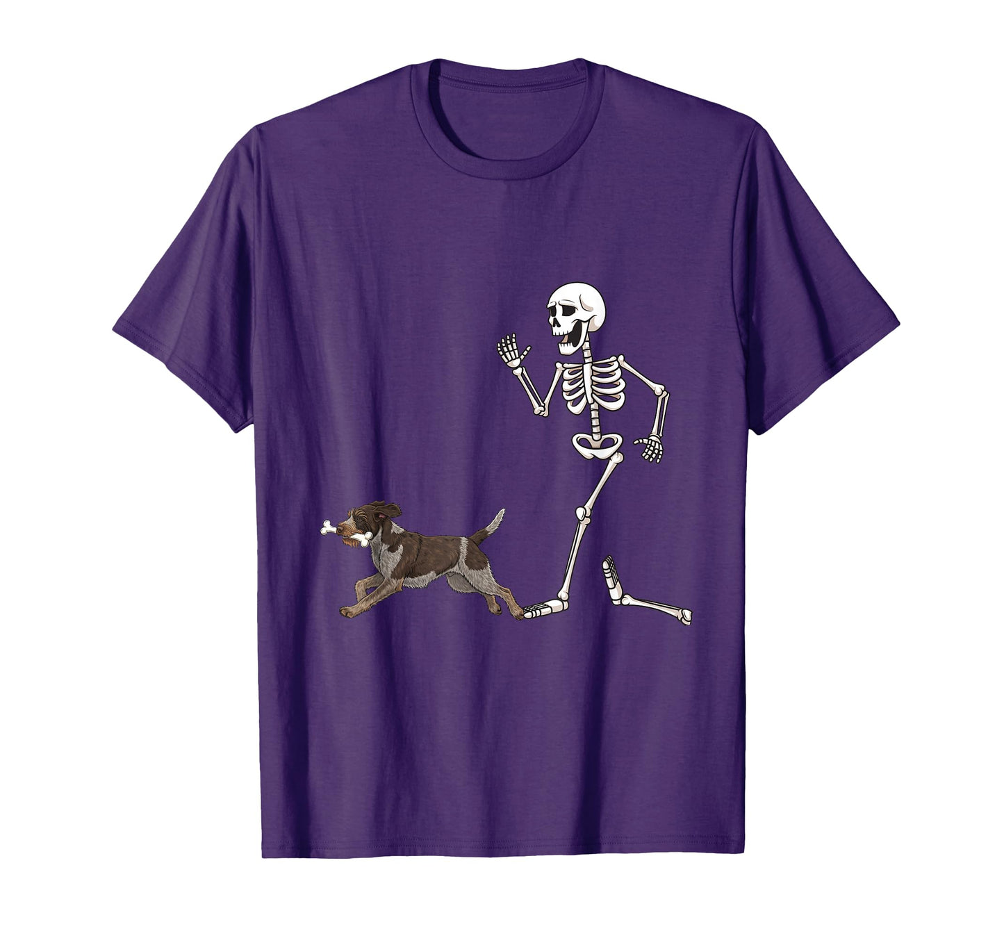 Funny Halloween Wirehaired Pointing Griffon and Skeleton T-Shirt