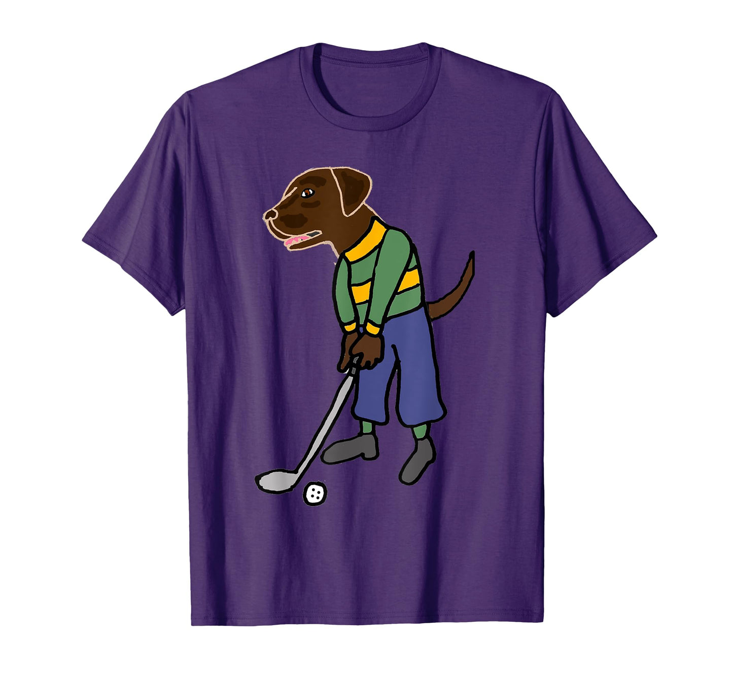 Smileteessports Funny Chocolate Lab Dog Playing Golf Sports T-Shirt for Men Women Girls Kids