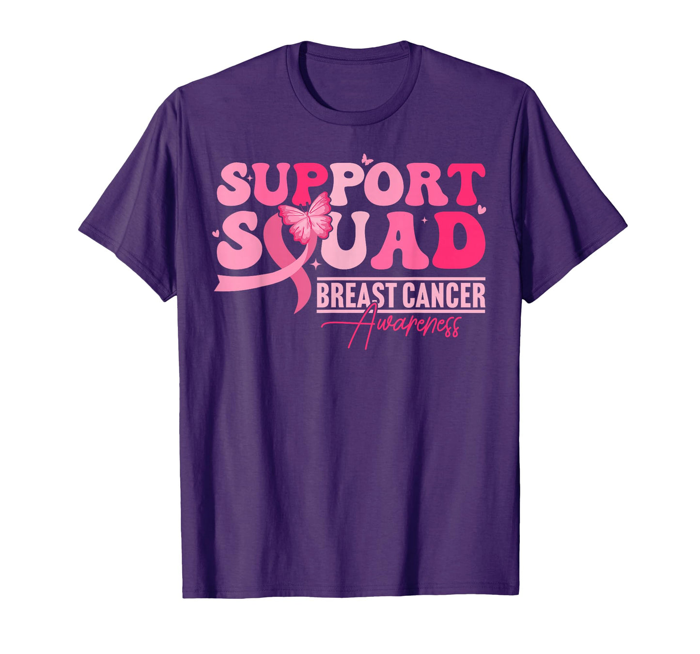 Breast Cancer Support Squad Butterfly Pink For Women T-Shirt