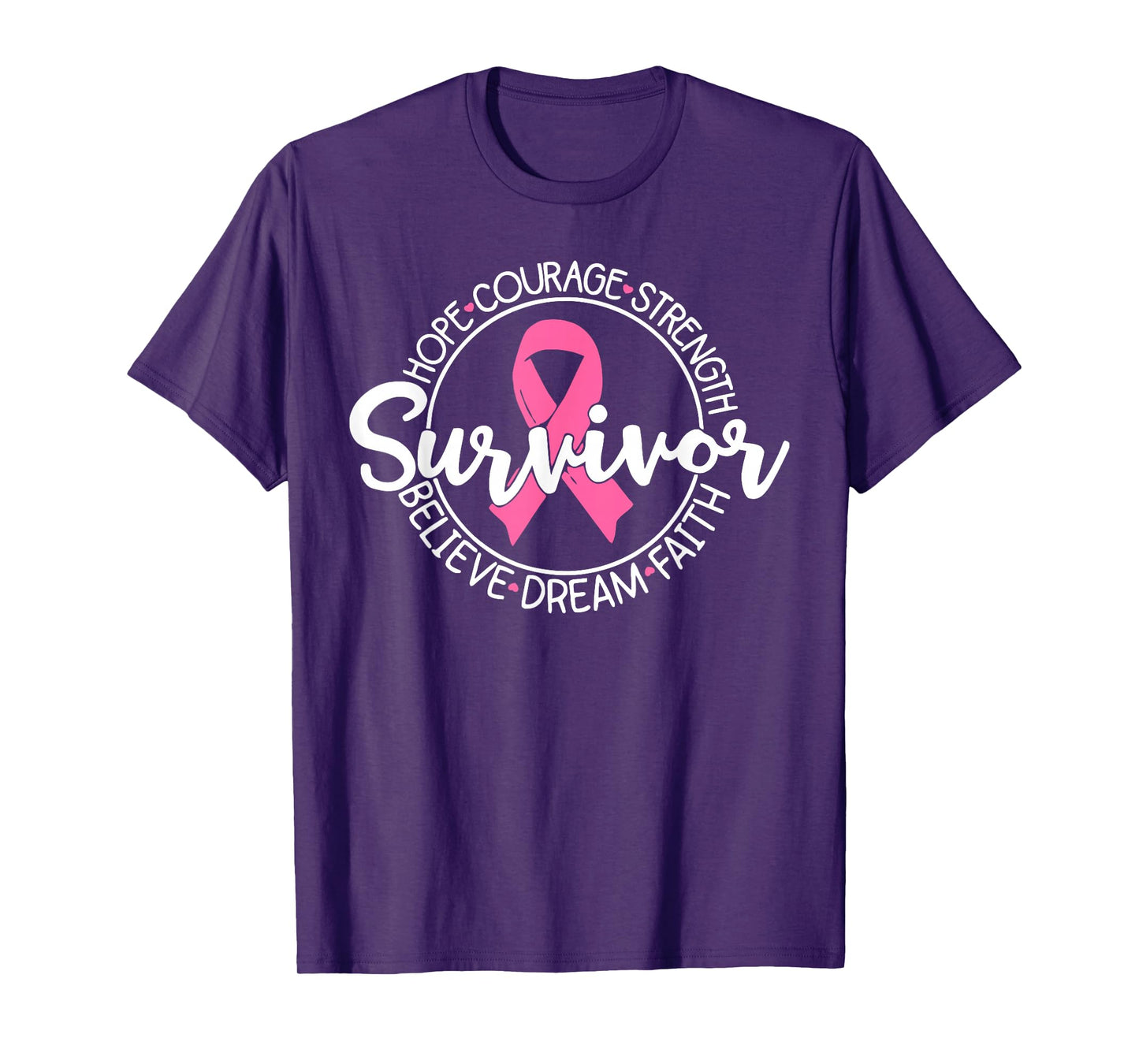 Pink Ribbon Survivor Believe Faith Breast Cancer Awareness T-Shirt
