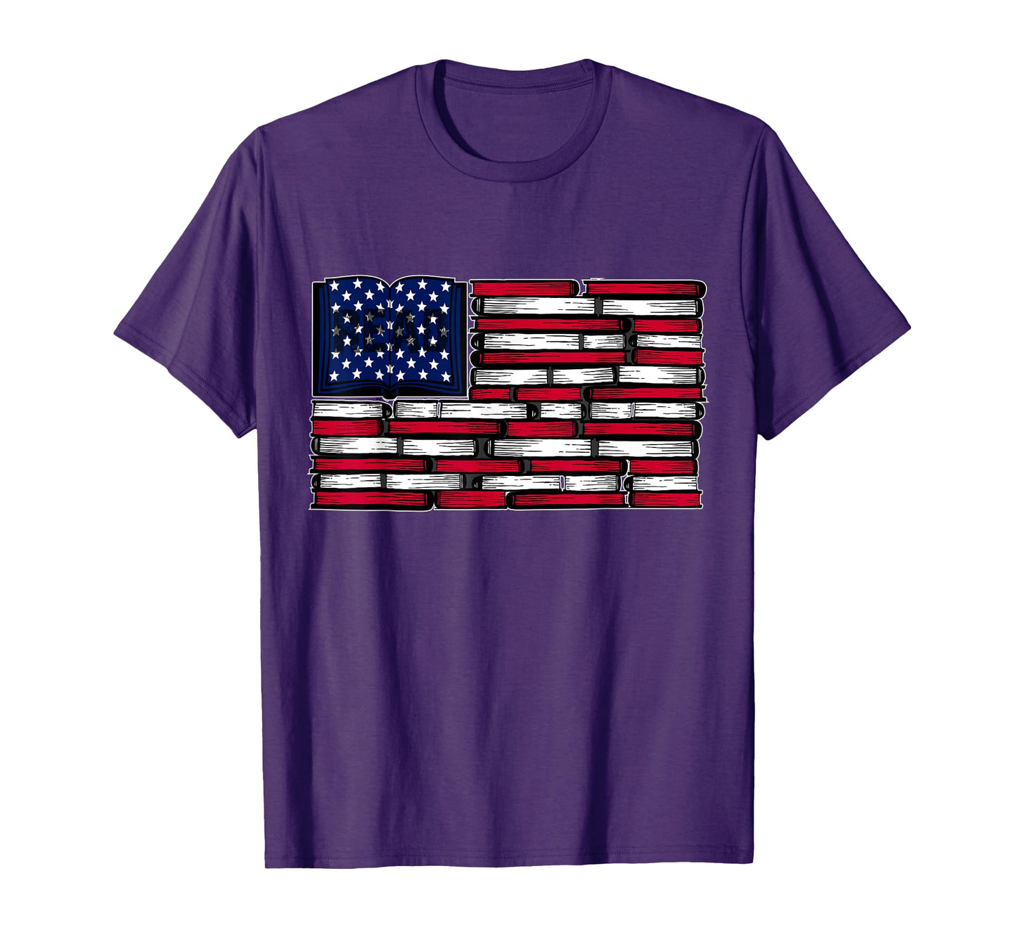 America US Flag Books Library Reading For Book Lover Reader T-Shirt