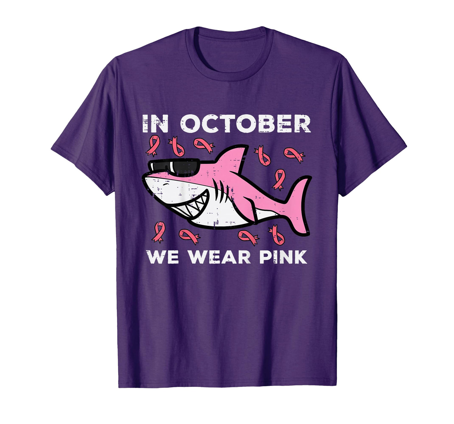 Kids Breast Cancer Shark October We Wear Pink Toddler Boys Kids T-Shirt
