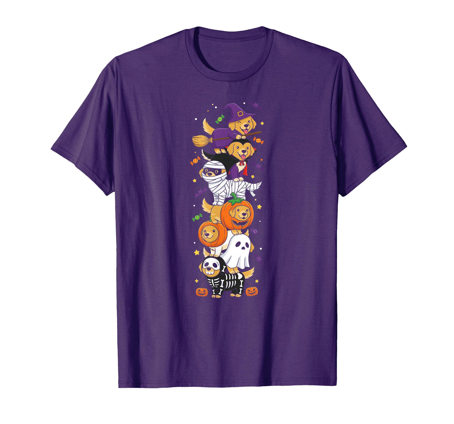 Golden Retriever Witch Vampire Ghost Halloween Mens Womens T-Shirt