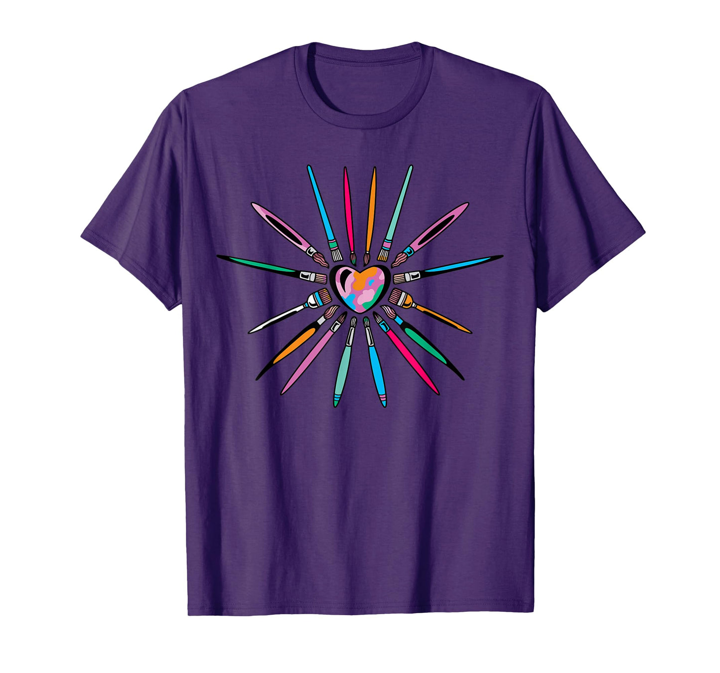 Cool Brush Heart Shape Art Teacher Paint for Artist Painter Men Women Kids T-Shirt