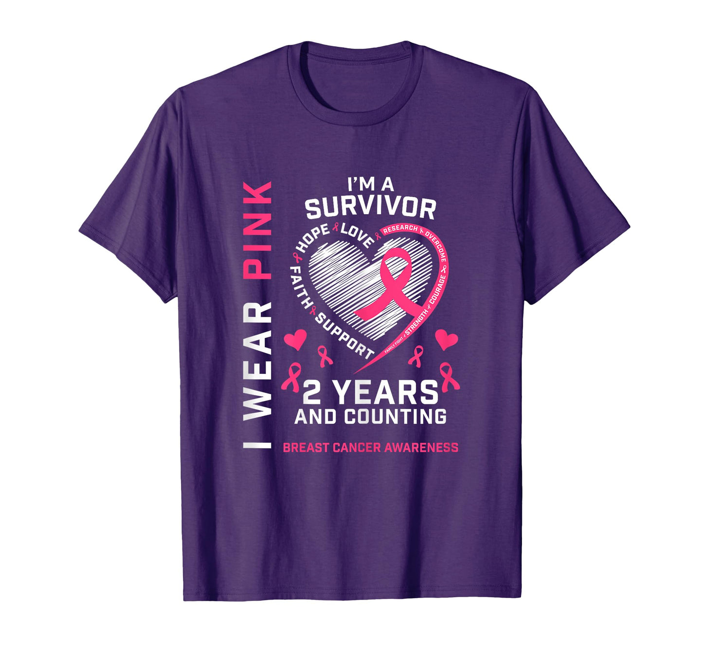 2 Years Cancer Free I Wear Pink I'm A Breast Cancer Survivor T-Shirt