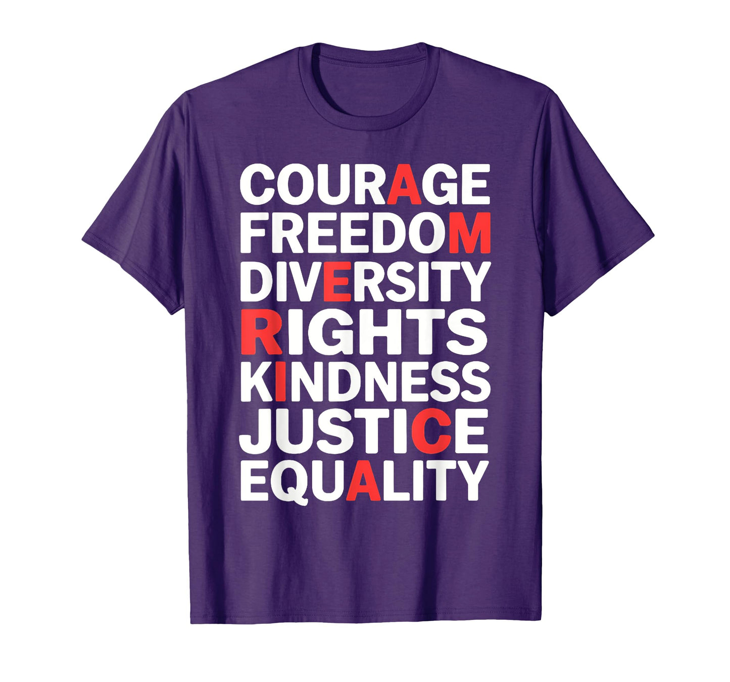 Courage Freedom Diversity Rights Kindness Justice Equality T-Shirt