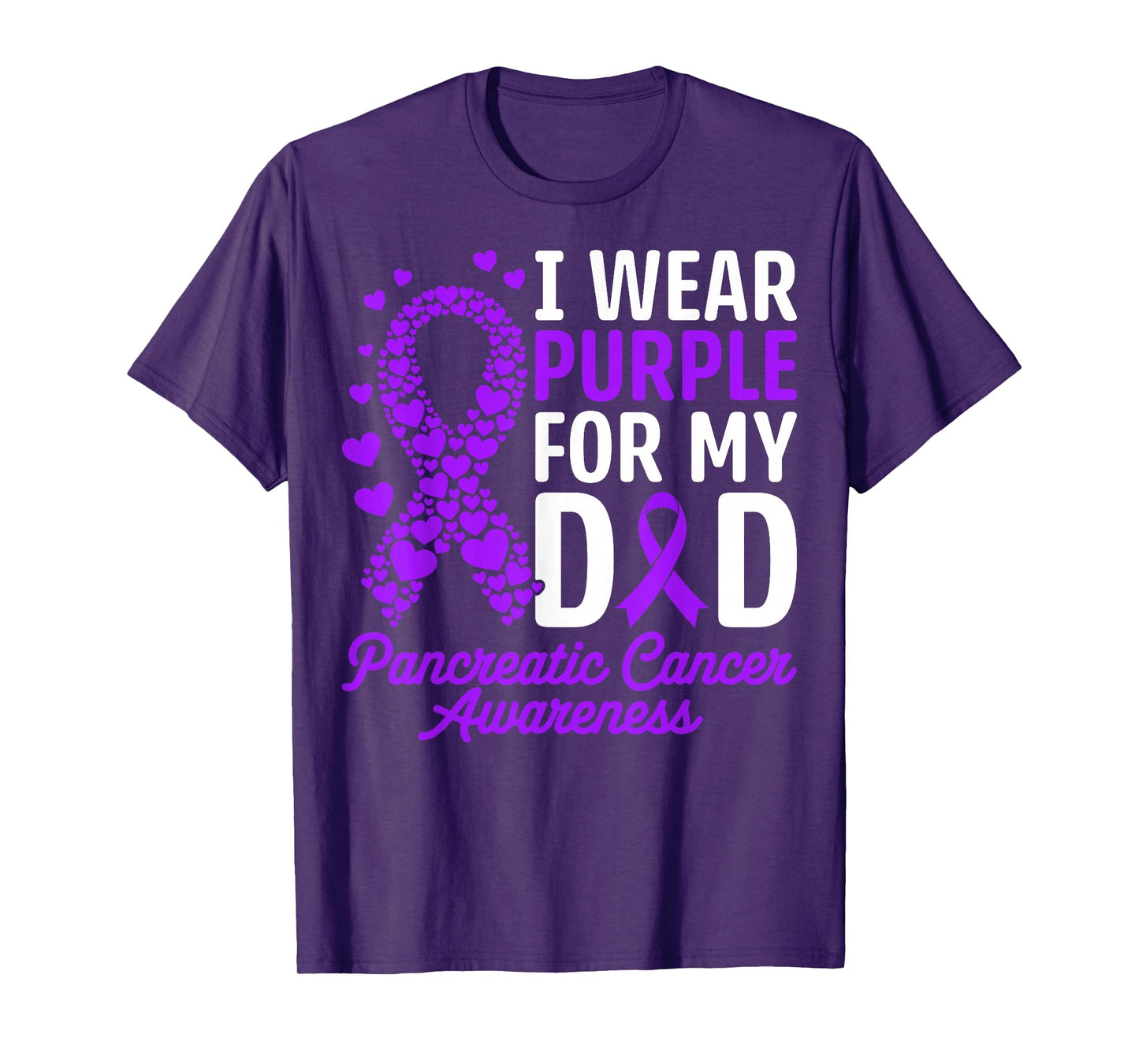 I Wear Purple for My Dad Pancreatic Cancer Awareness Ribbon T-Shirt