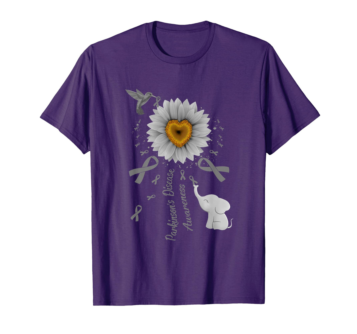 Sunflower Hummingbird Elephant Parkinson's Disease Awareness T-Shirt