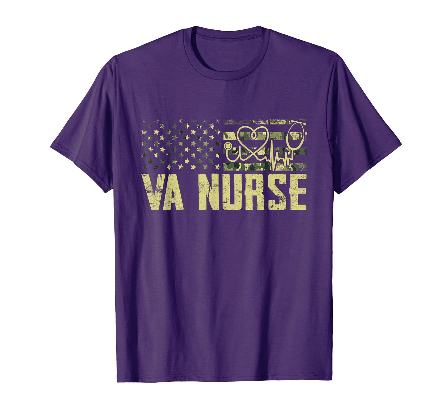 VA Nurse Camouflage USA Flag Patriotic Nurse Week Women Men T-Shirt