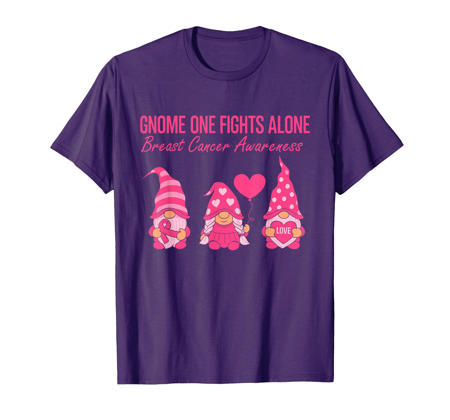 Gnome One Fights Alone Breast Cancer Awareness Month T-Shirt