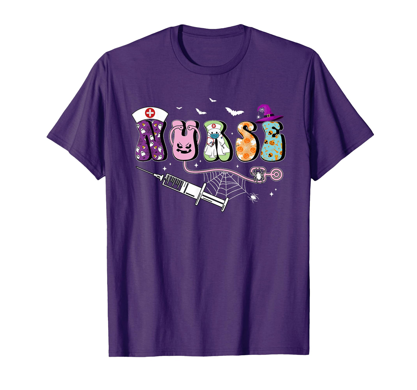 Nurse Halloween Costume Stethoscope Nurse Scrub Top Nursing T-Shirt