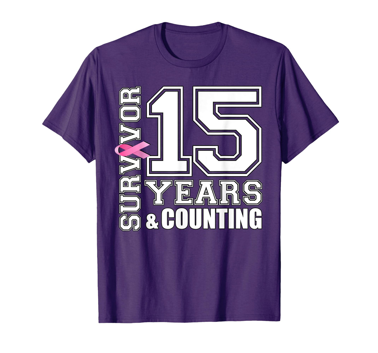 15 Years Breast Cancer Survivor Pink Ribbon Gifts For Women T-Shirt