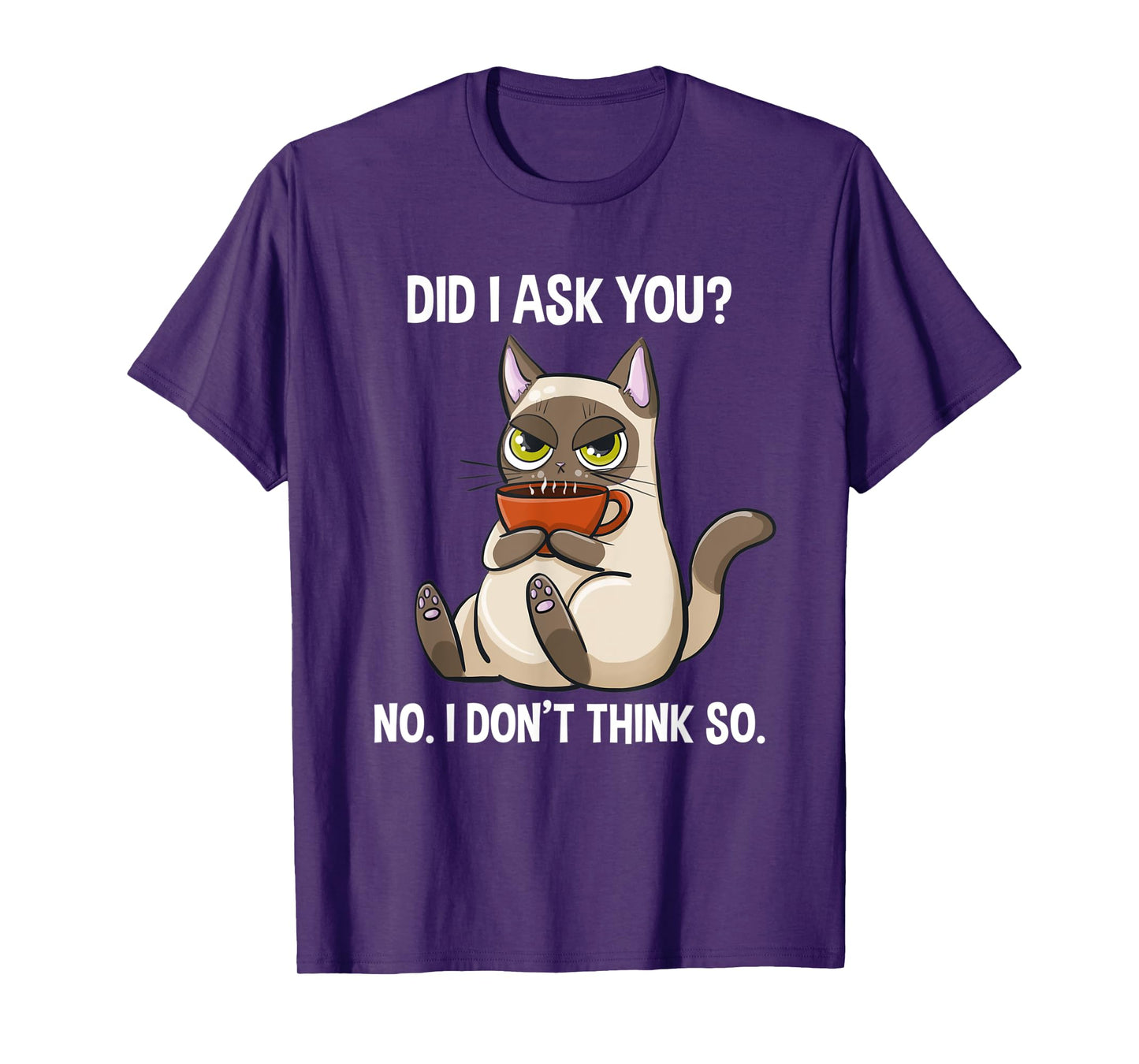 Did I Ask You No I Don't Think So Funny Sarcastic Coffee Cat T-Shirt for Men Women