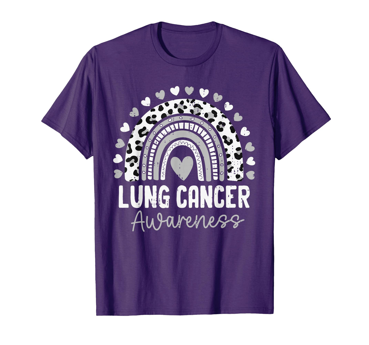 Lung Cancer Awareness Rainbow White Ribbon Support Womens T-Shirt