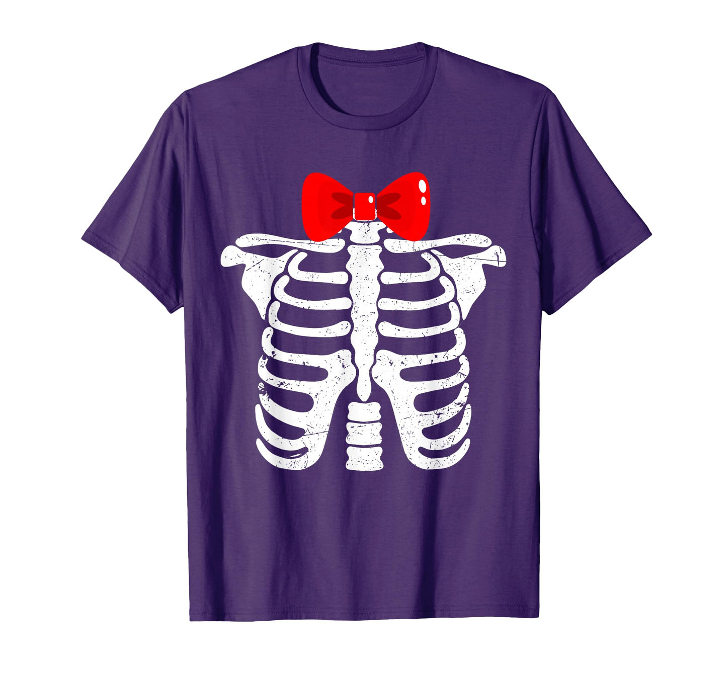 Cute Skeleton Costume Red Ribbon Tie for Girls Women T-Shirt