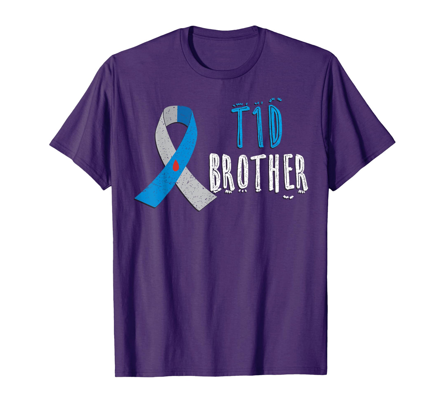 T1D brother blue ribbon type 1 diabetes awareness boys gift T-Shirt