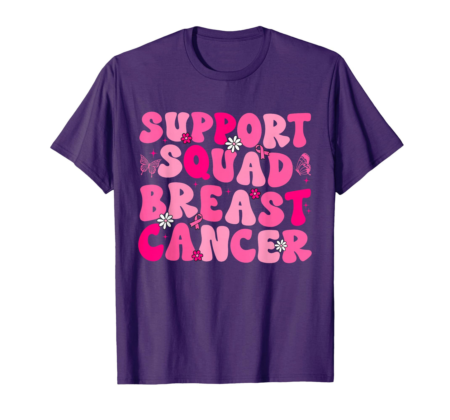 Breast Cancer Support Squad For Women Mom Mother Era Groovy T-Shirt