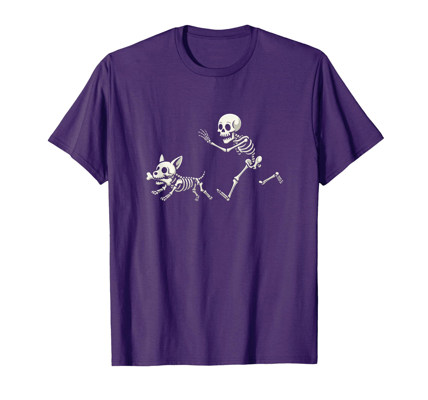 Funny Skeleton Chasing Corgi Halloween Dog Mom Pet Lover T-Shirt
