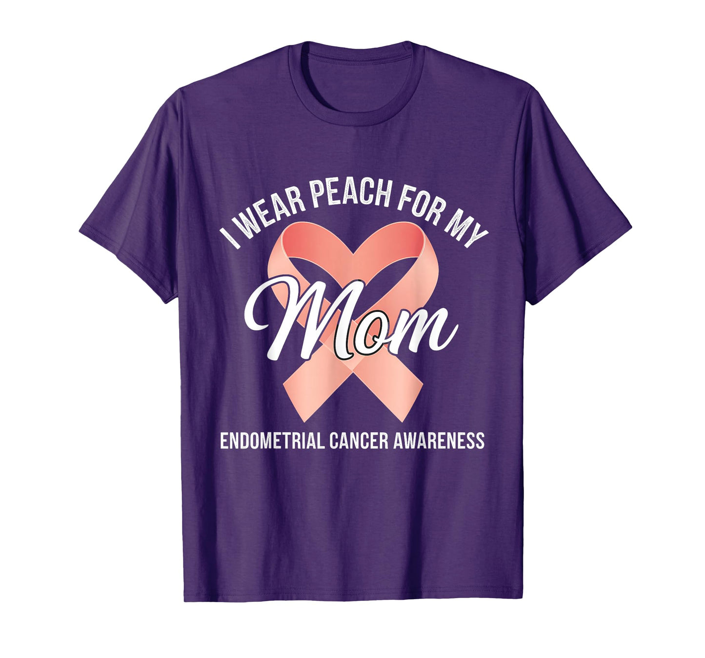 Endometrial Cancer Awareness Peach Ribbon T-Shirt