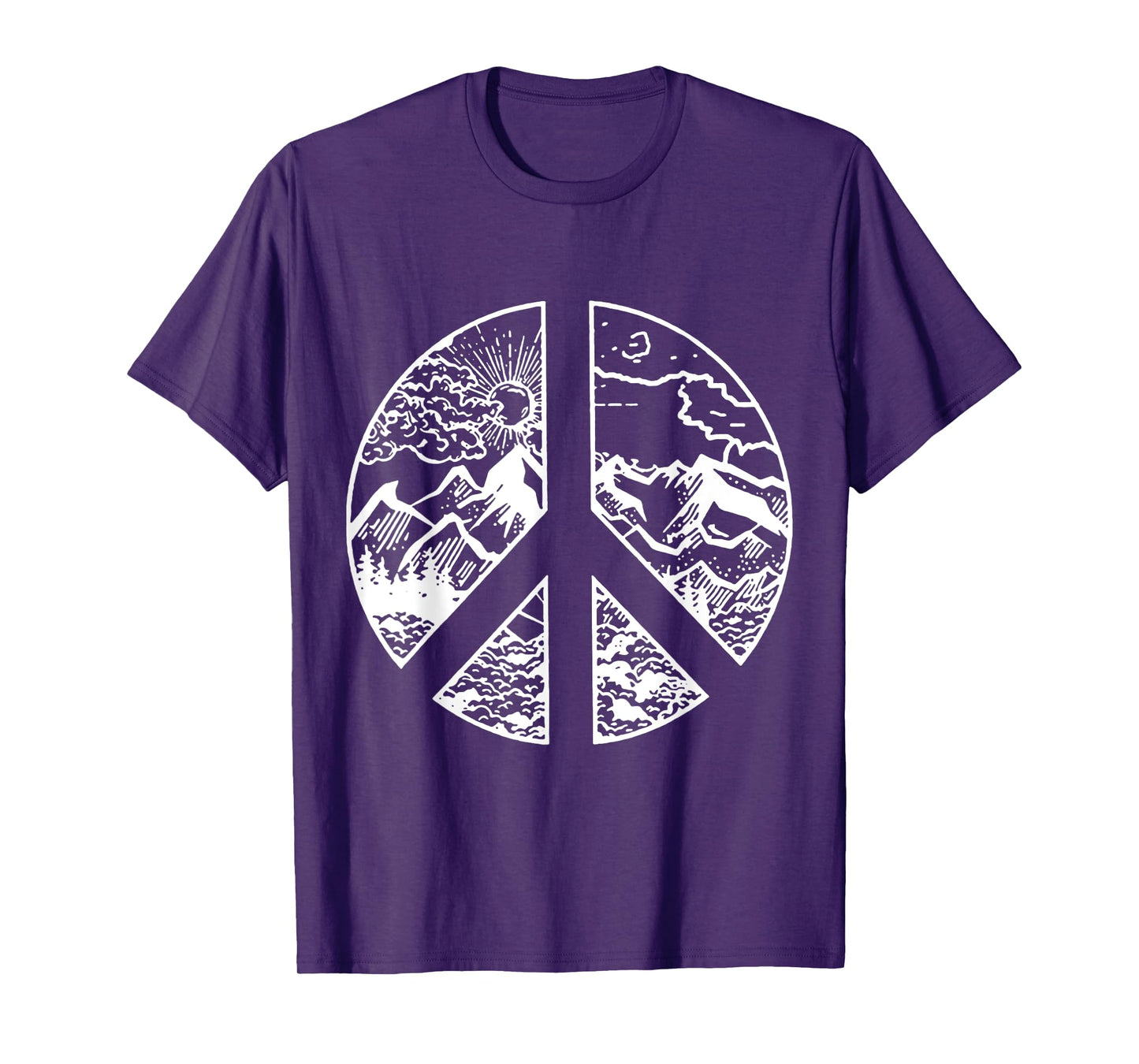 Nature Peace Outdoor Adventures Mountain Peace Sign Hippie T-Shirt