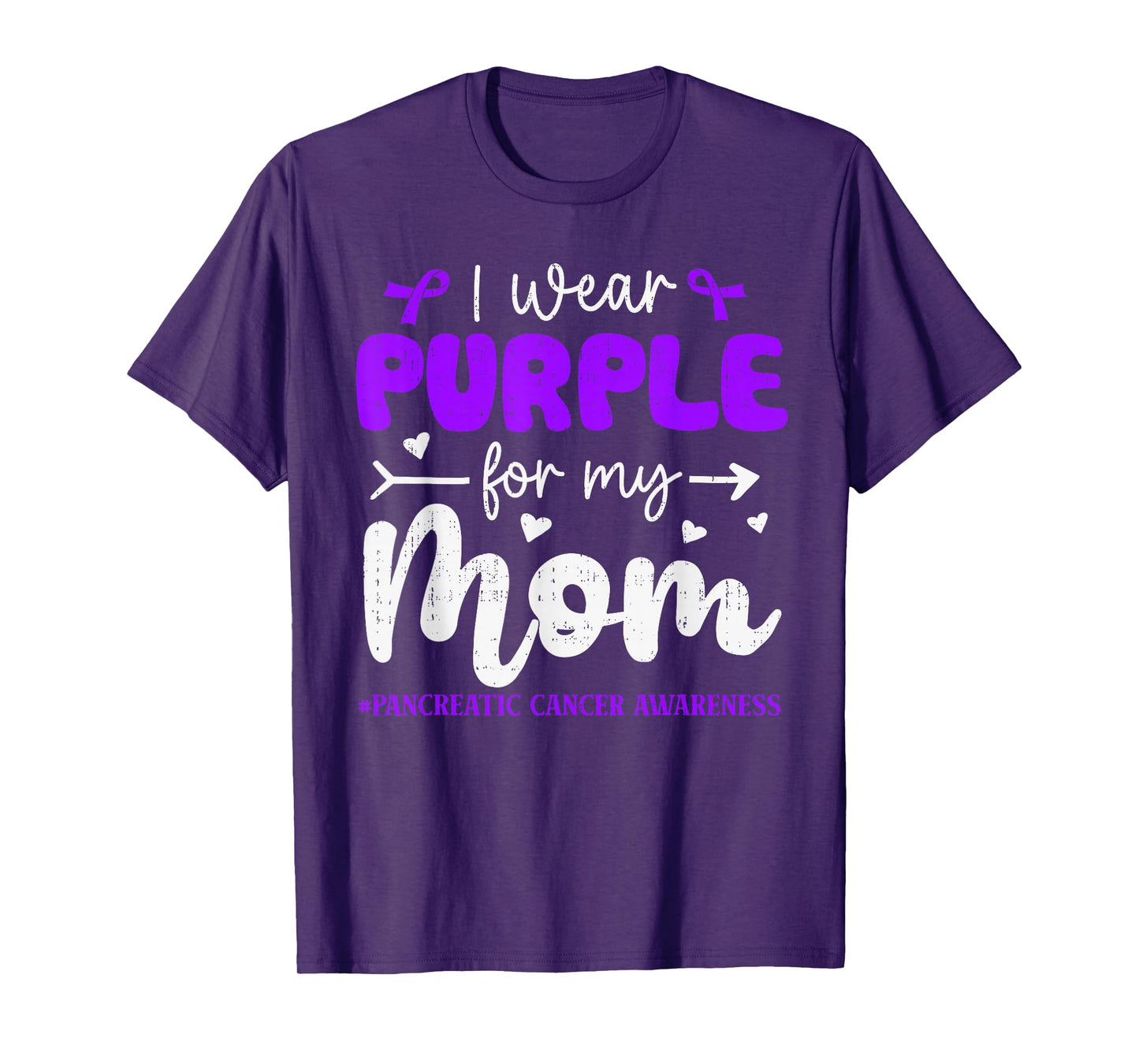 I Wear Purple for Mom Pancreatic Cancer Awareness Family T-Shirt