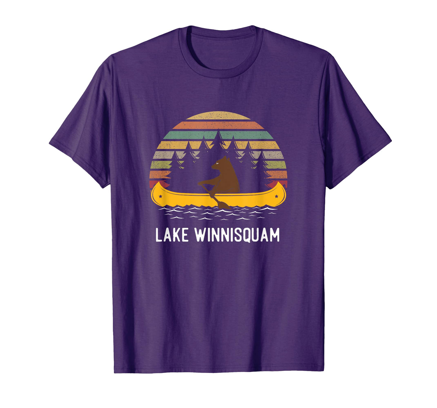 Lake Winnisquam Vintage retro sunset Bear Canoe outdoor T-Shirt