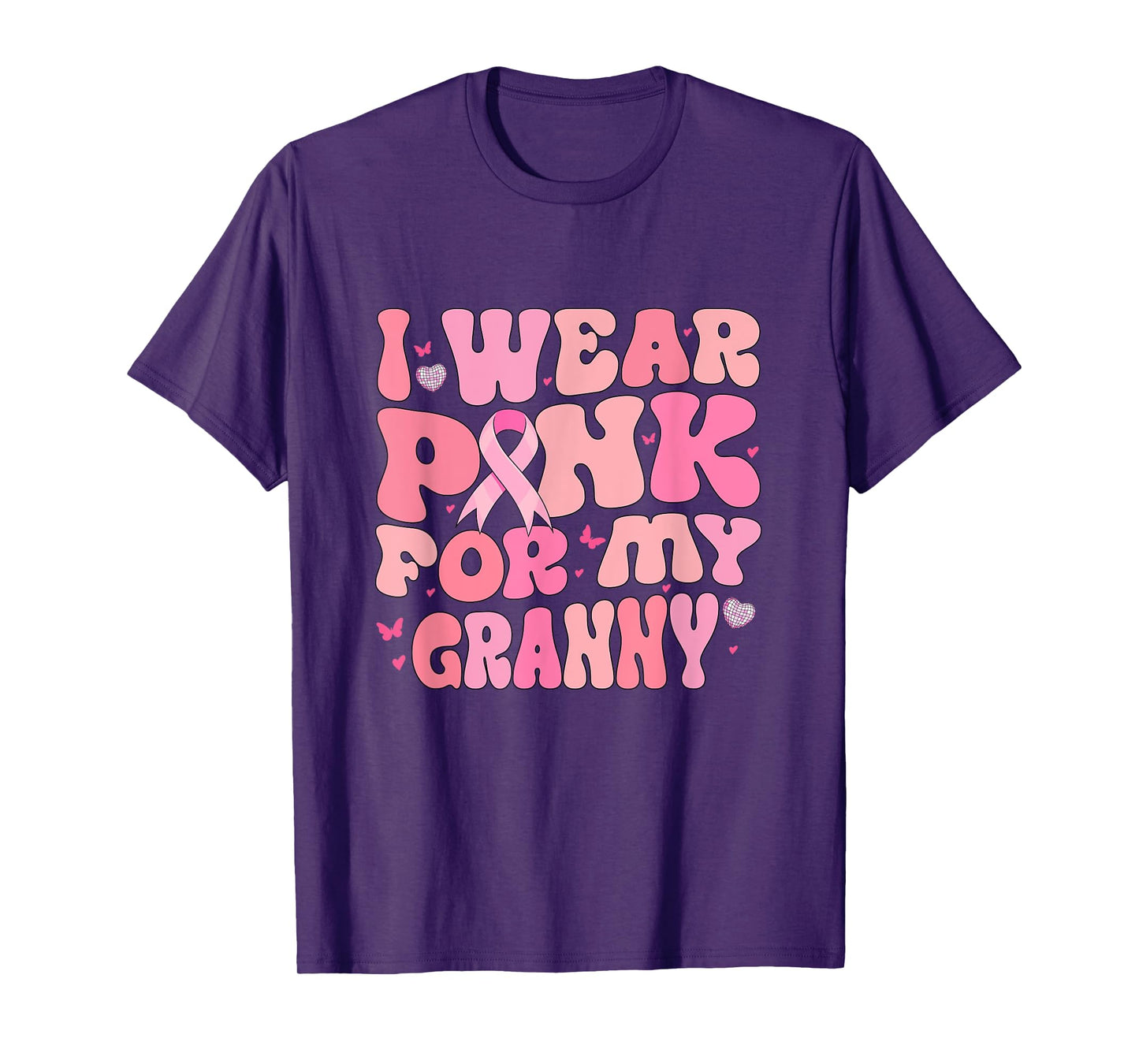Groovy I Wear Pink For My Granny Breast Cancer Awareness T-Shirt
