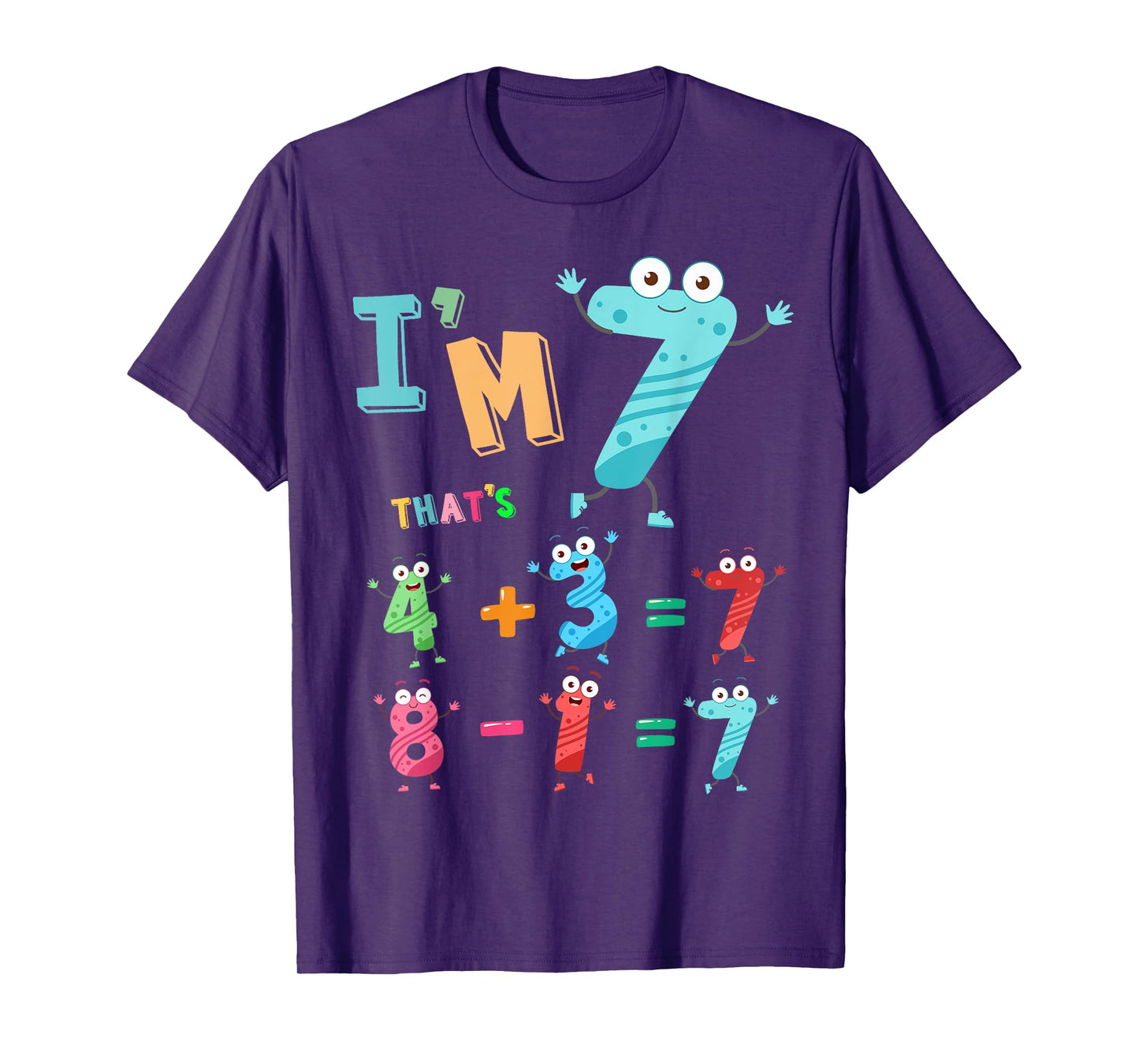 Maths 7th Birthday Outfit Idea For Kids & 7 Year Old Numbers T-Shirt