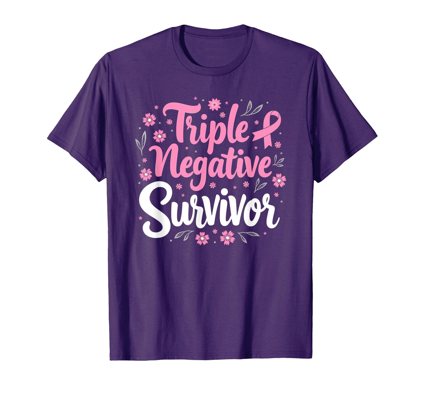 Pink Ribbon Triple Negative Warrior Breast Cancer Survivor T-Shirt