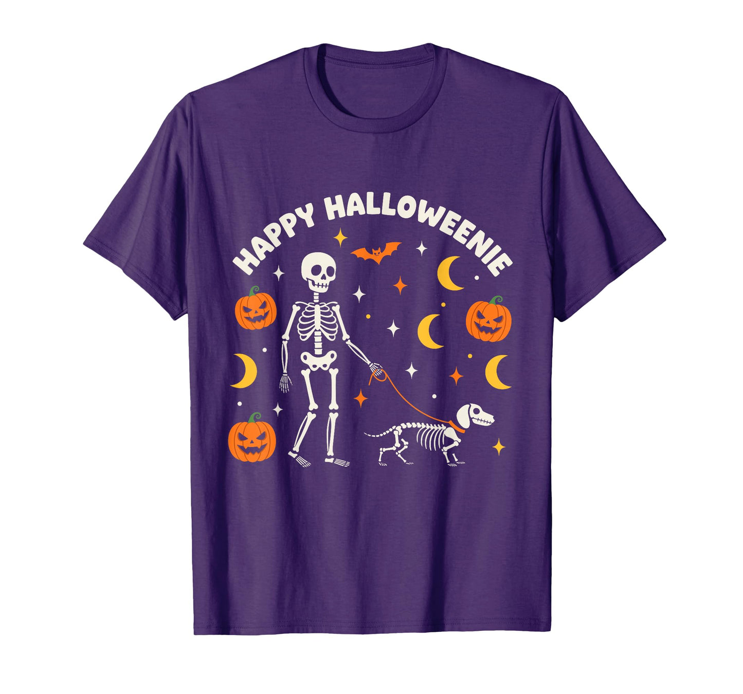 Happy Halloweenie Funny Halloween Skeleton Dachshund Dog T-Shirt